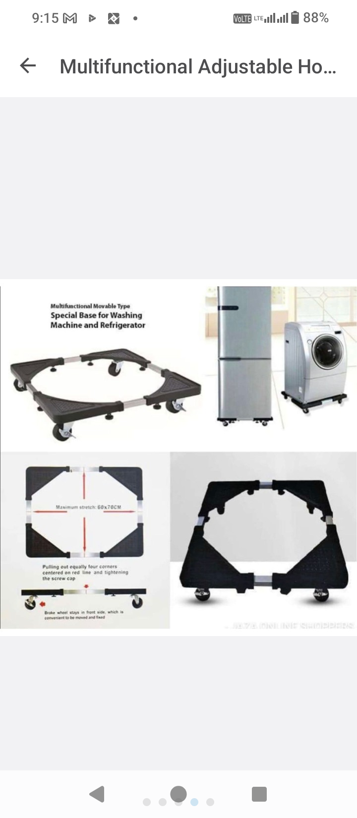 Adjustable Appliance Base with Wheels